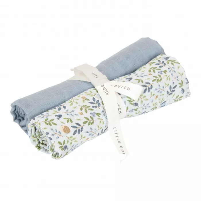 Muselina 70 x 70 cm - set 2 buc - Forest Adventure & Denim Blue - Little Dutch