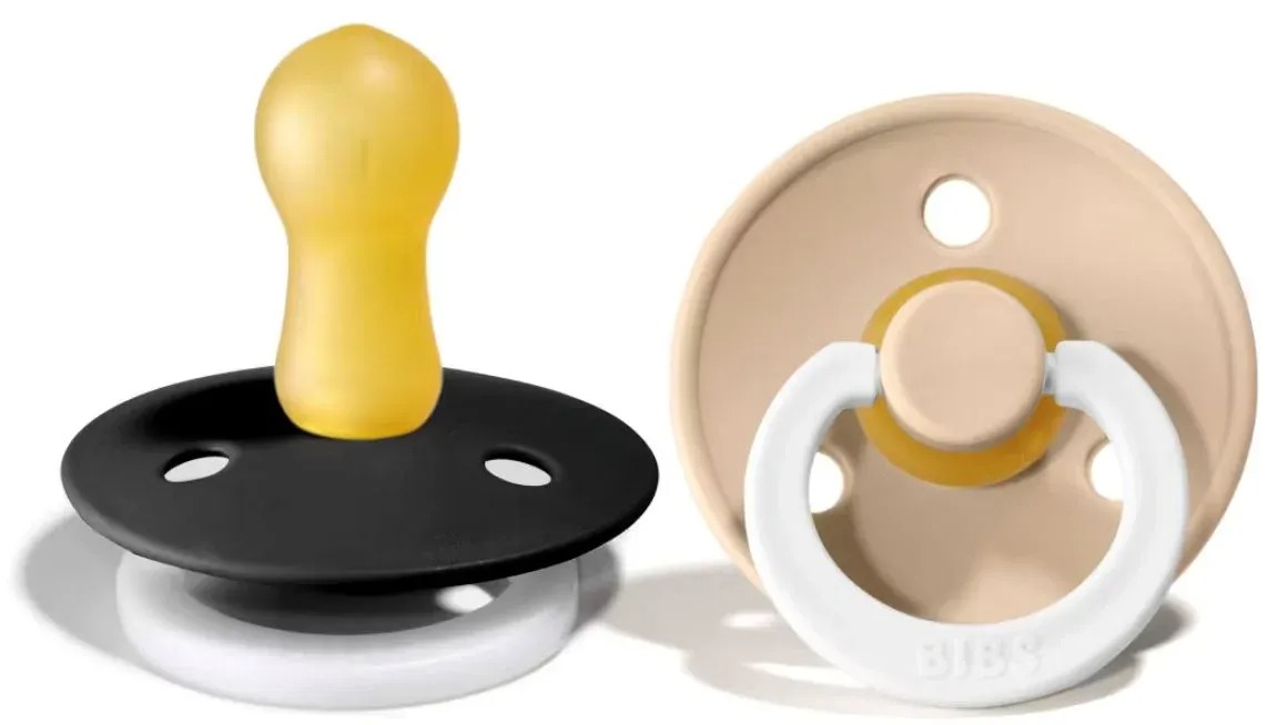 Bibs Set 2 suzete latex fosforescente Colour Glow Black/ Vanilla 6-18l+