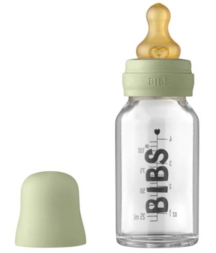 Biberon din sticla anticolici BIBS Sage cu tetina din latex 0+ luni, 110 ml
