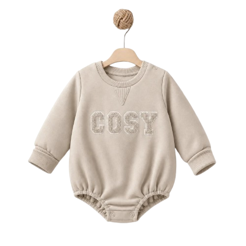 BabyCosy — Body pentru copii cu mâneci lungi, oversize, bej