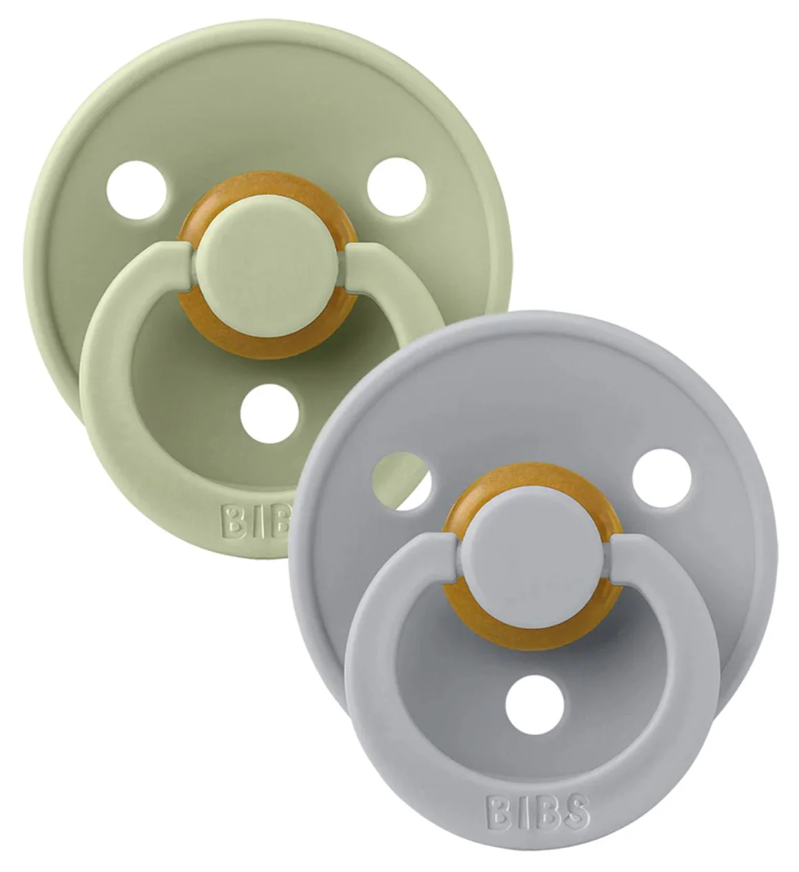 Bibs Set 2 suzete rotunde latex 0l+ Sage/Cloud
