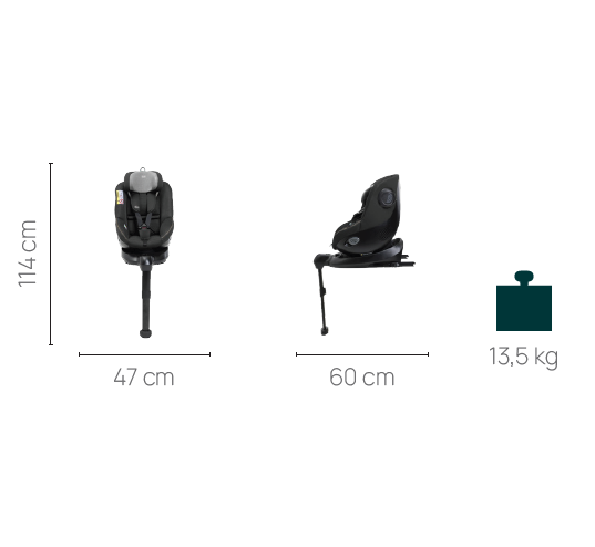 Scaun auto rotativ Chicco One Seat I-Size, Posh Black (40-105cm)