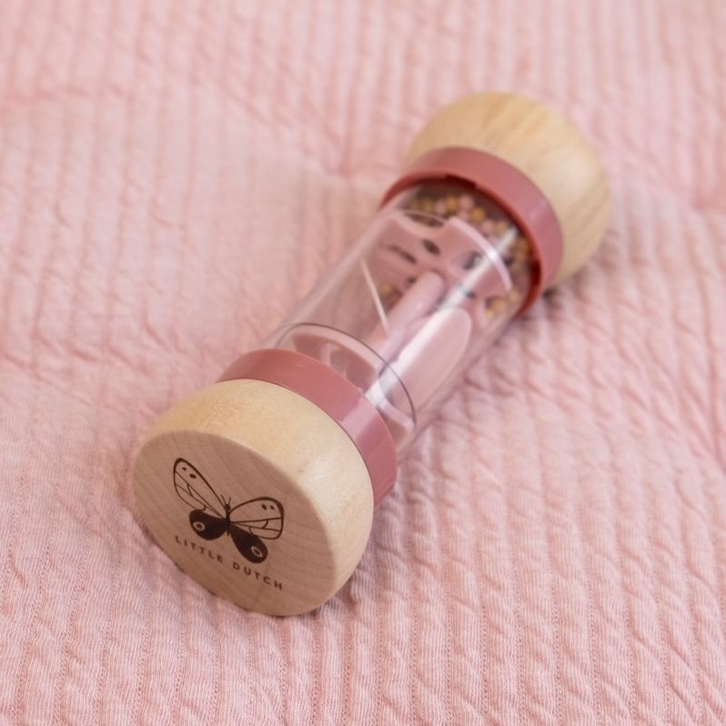 Сенсорная деревянная игрушка FSC – цилиндр с бусинами – Flowers & Butterflies – Little Dutch