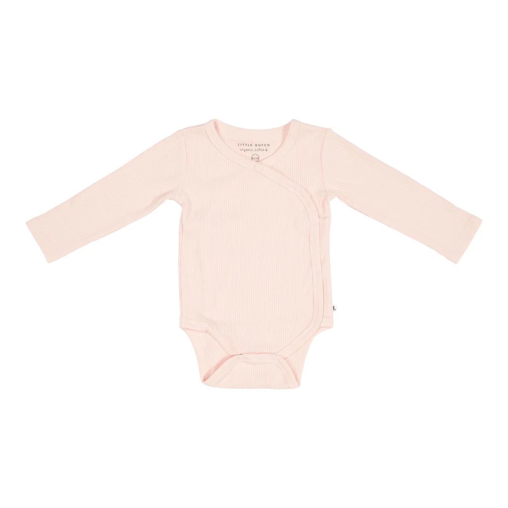 Body kimono cu maneca lunga  din bumbac organic - Pink - Little Dutch - 74/80