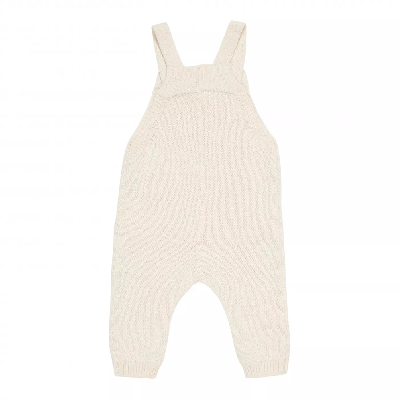 Salopeta tricotata din mix de lana pentru bebelusi - Soft White - Vintage Sunny Stripes - Little Dut