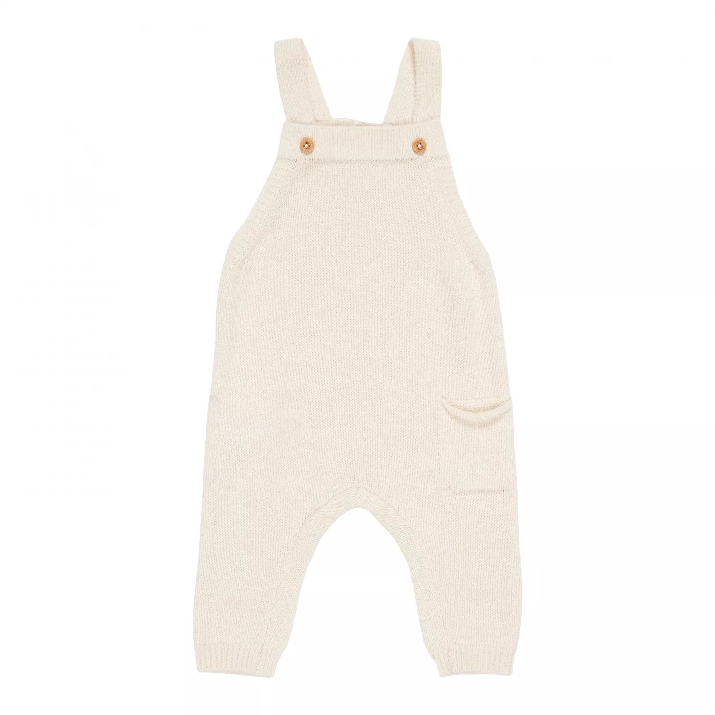 Salopeta tricotata din mix de lana pentru bebelusi - Soft White - Vintage Sunny Stripes - Little Dut