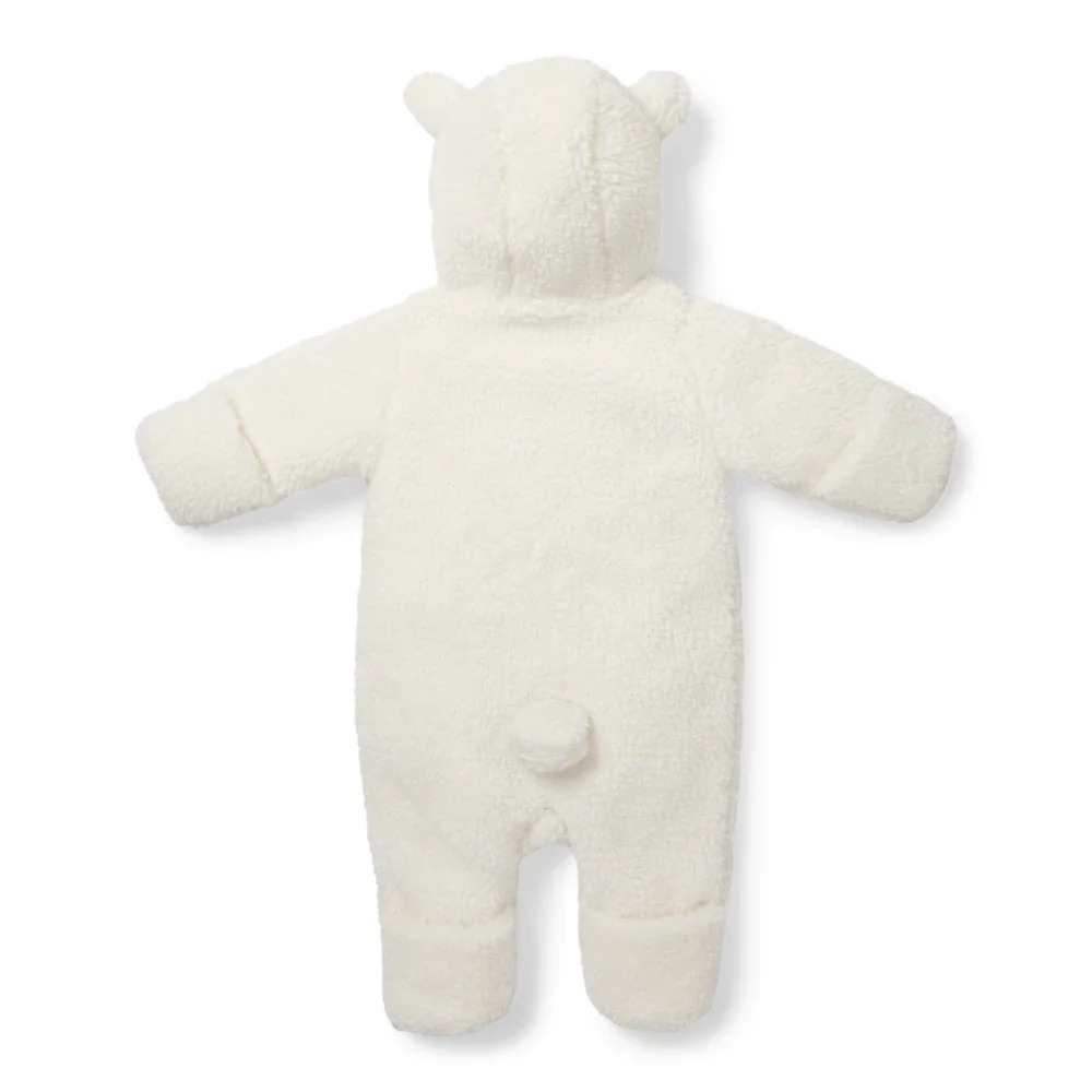 Salopeta captusita cu gluga din material teddy - Baby Bunny - Off White - Little Dutch - 74/80