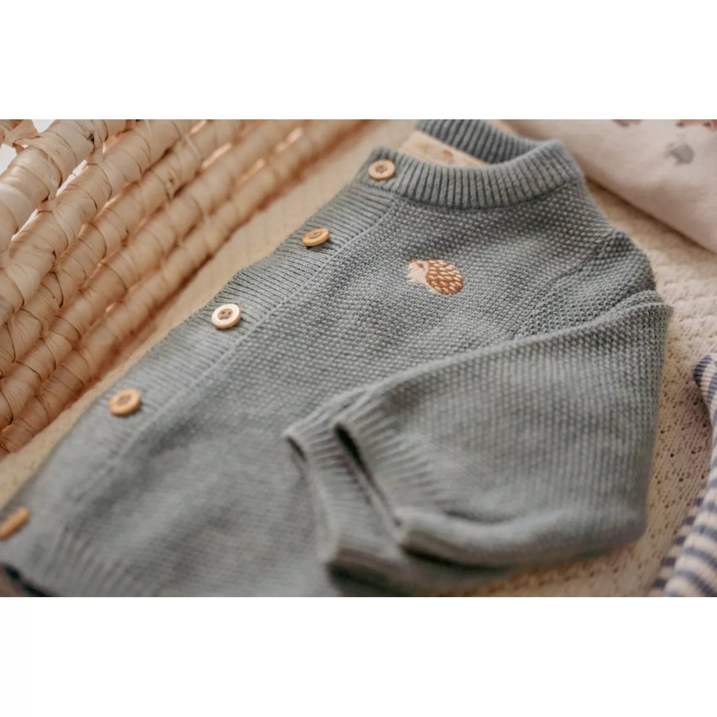 Cardingan din tricot Forest Friends - Baby Blue - Little Dutch - 62