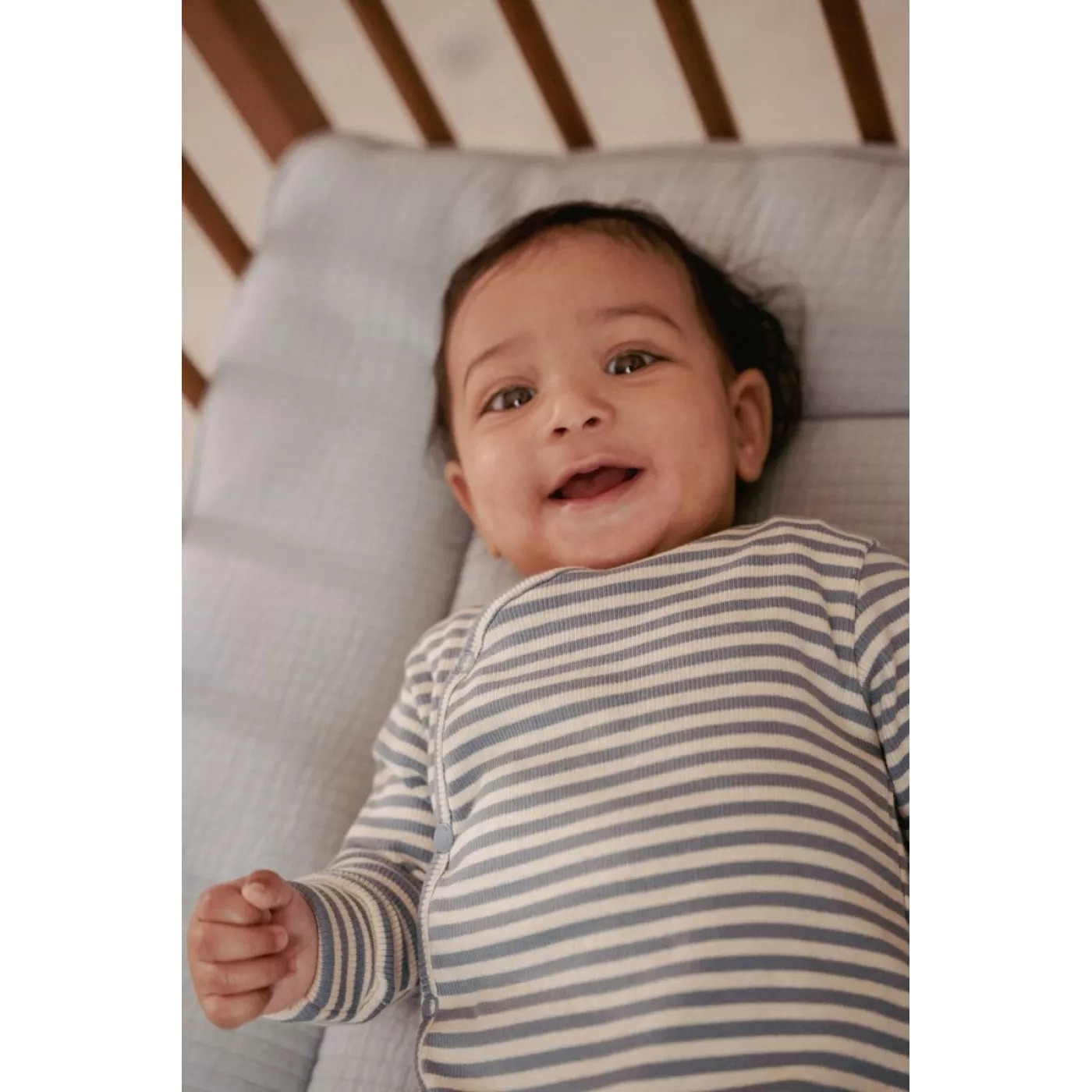 Комбинезон для малышей с боковой застёжкой – Stone Blue Stripe – Little Dutch – 68