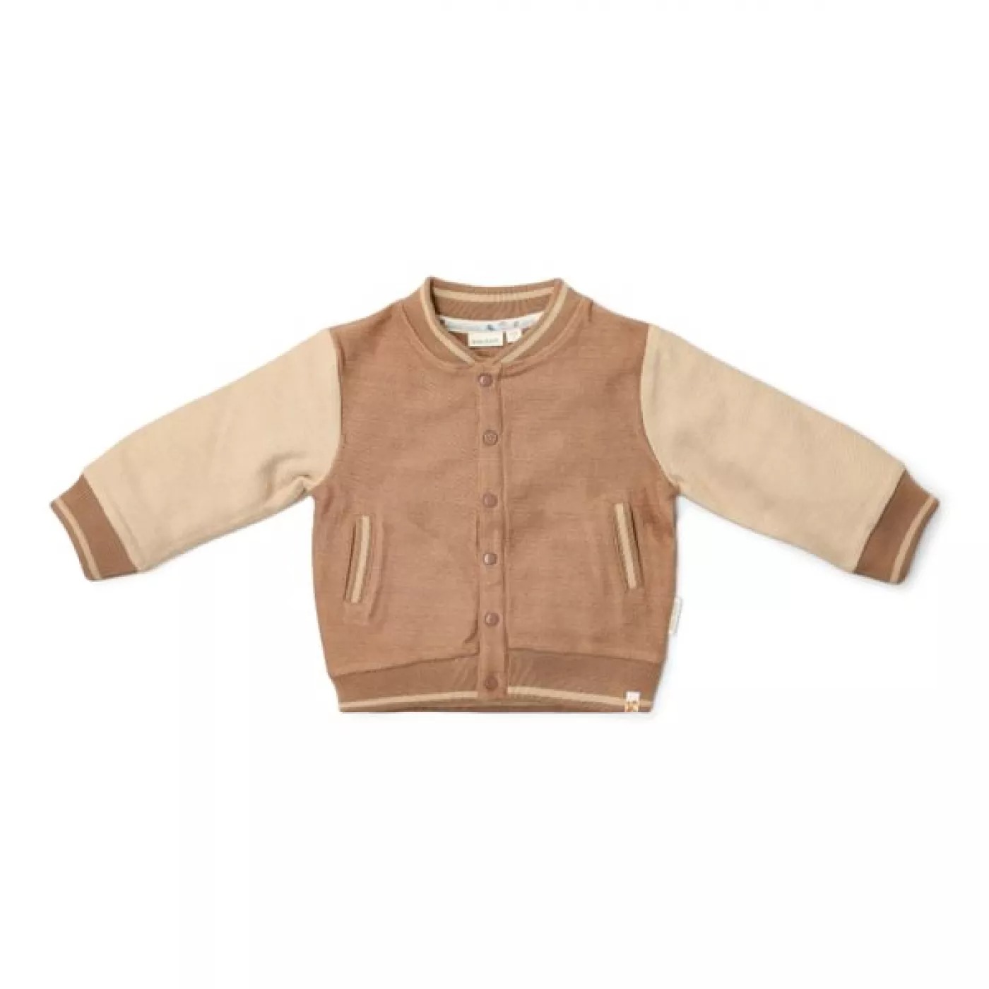 Cardigan tricotat din bumbac organic - Brown/Taupe - Forest Friends - Little Dutch - 104