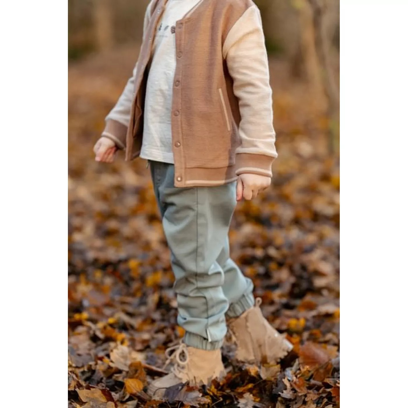 Cardigan tricotat din bumbac organic - Brown/Taupe - Forest Friends - Little Dutch - 104