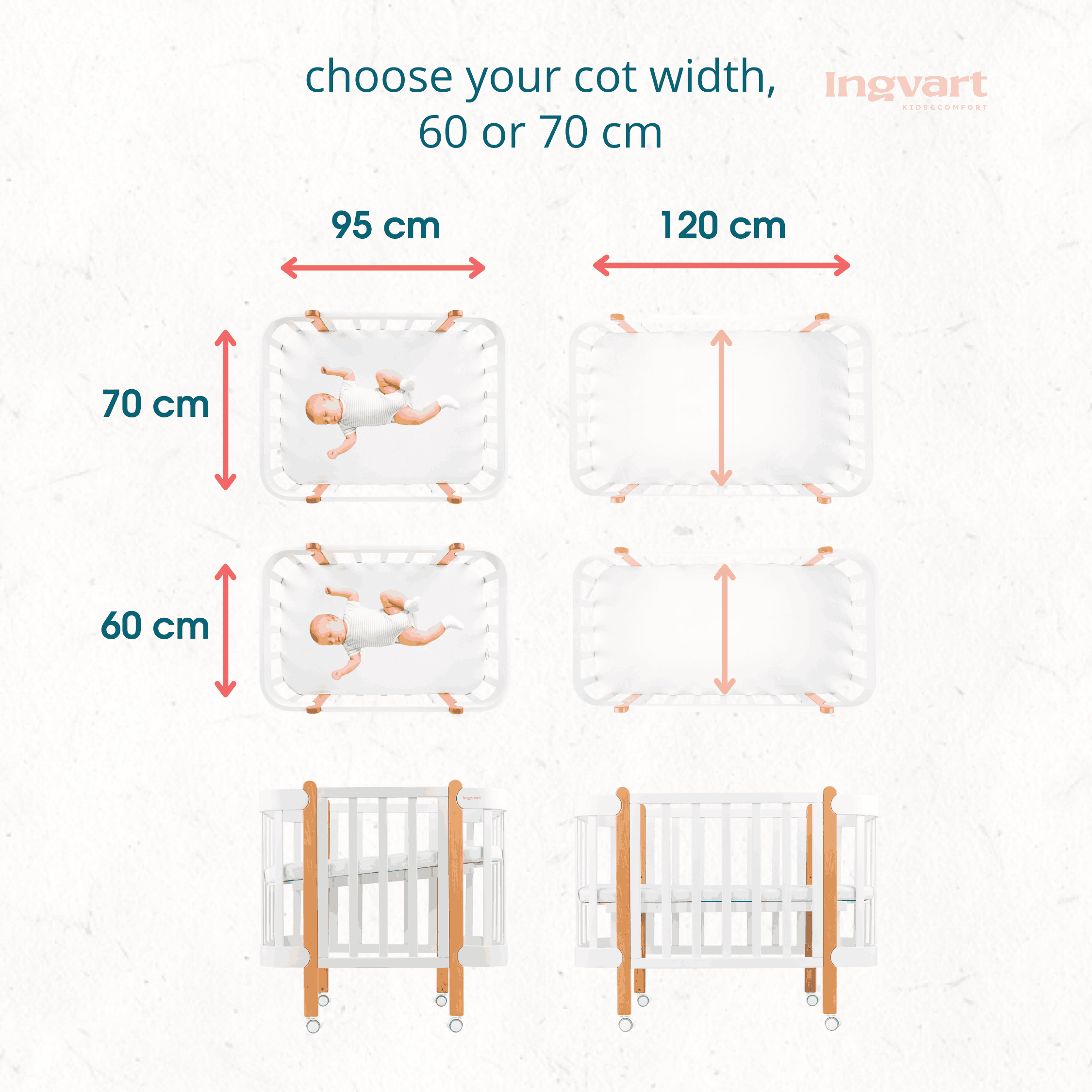 Patuc pentru copii Nika, Alb/Natural 60x120cm IngVart