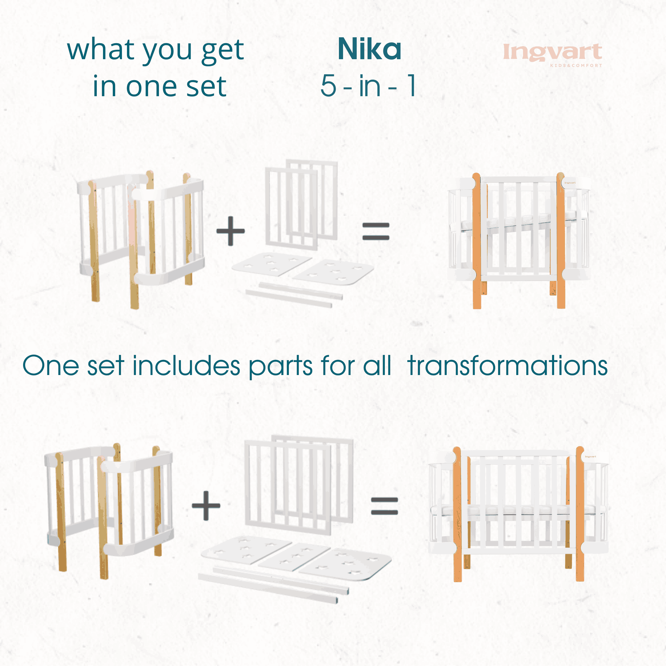 Patuc pentru copii Nika, Alb/Cappucino 60x120cm IngVart