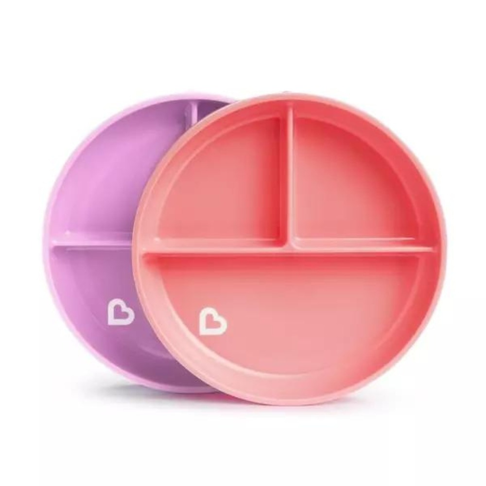 Set din 2 farfurii sectionale Munchkin pe ventuza Pink//Purple