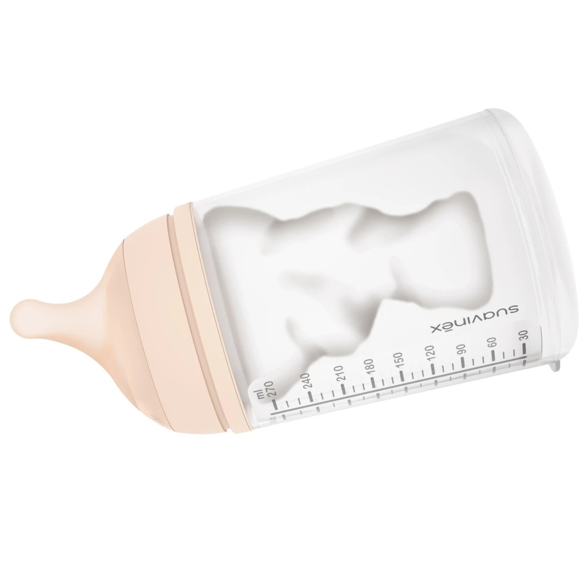 Set Biberon si Tetina Anticolici cu Rezerve Zero, Suavinex, 0+ Luni, Silicon, 180 ml, Transparent