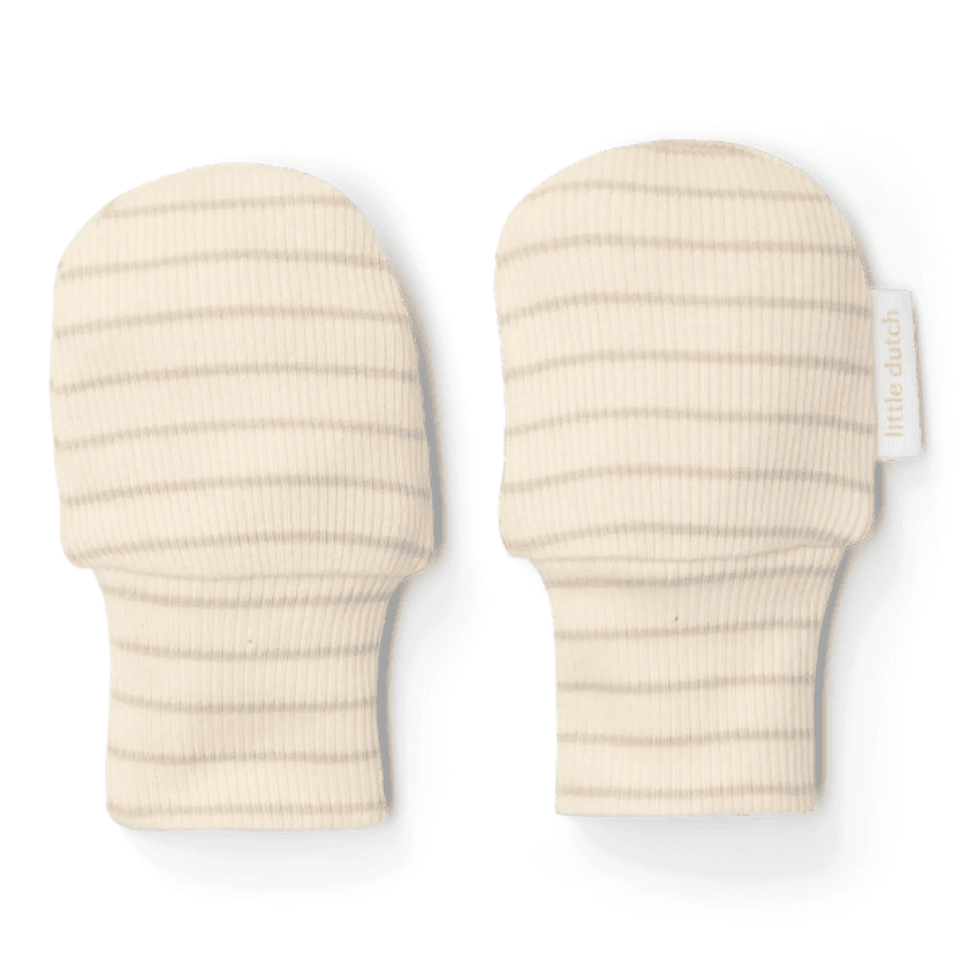 Manusi din bumbac organic pentru bebelusi - Soft Beige Stripe - Newborn Naturals - Little Dutch - On
