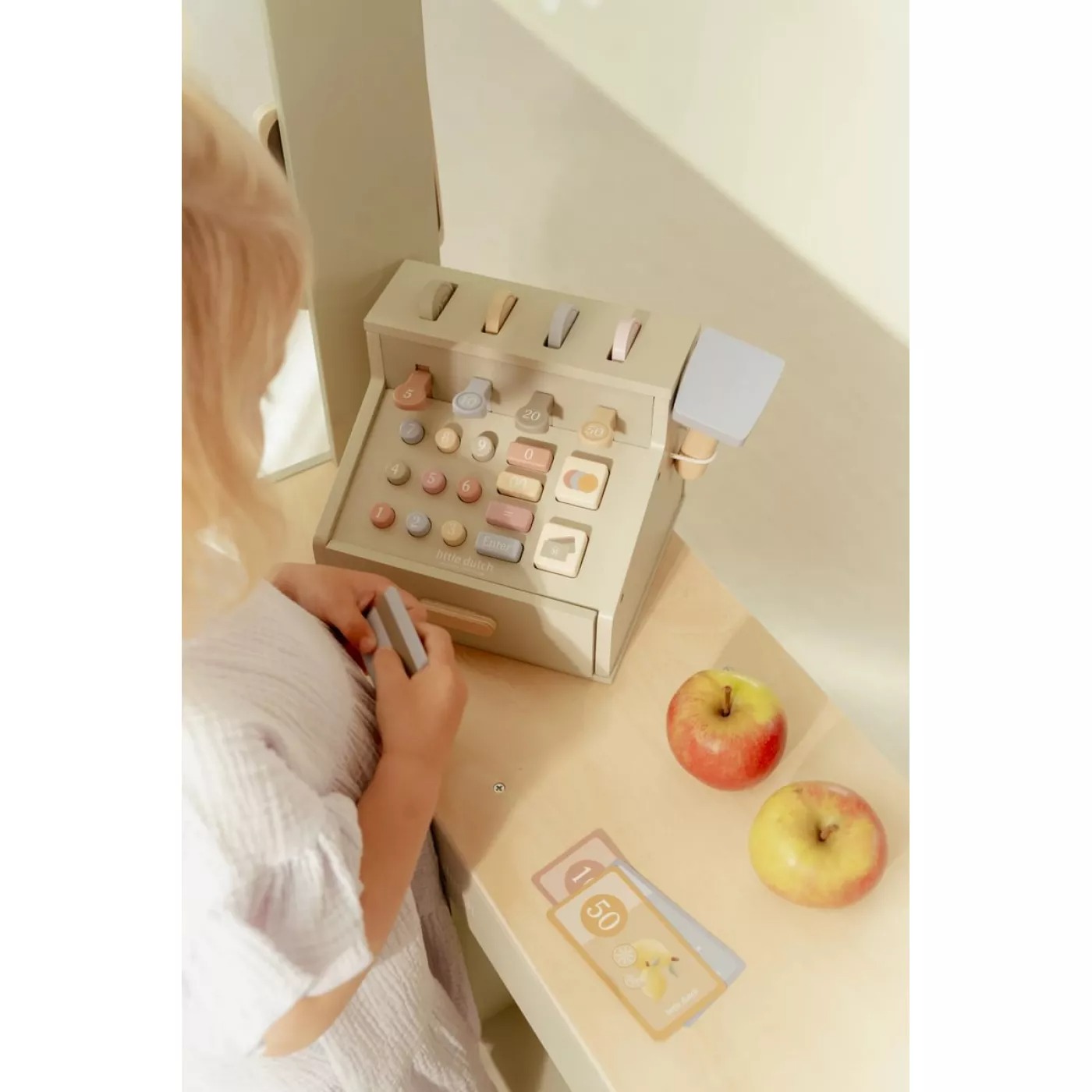 Casa de marcat cu scaner si accesorii pentru jocul de rol din lemn FSC - Little Dutch