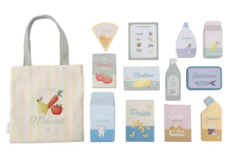 Cos de cumparaturi din lemn cu accesorii - Little Dutch