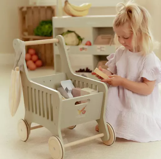 Cos de cumparaturi din lemn cu accesorii - Little Dutch