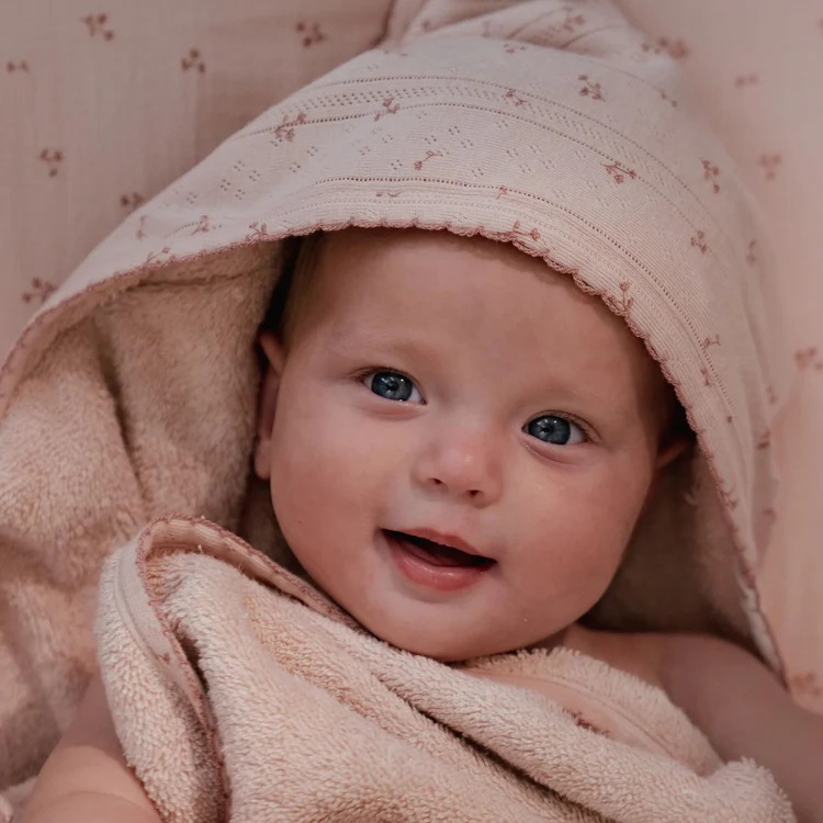 Prosop cu gluga din bumbac organic pentru copii - 100x100 cm - Pure Blossom - Little Dutch