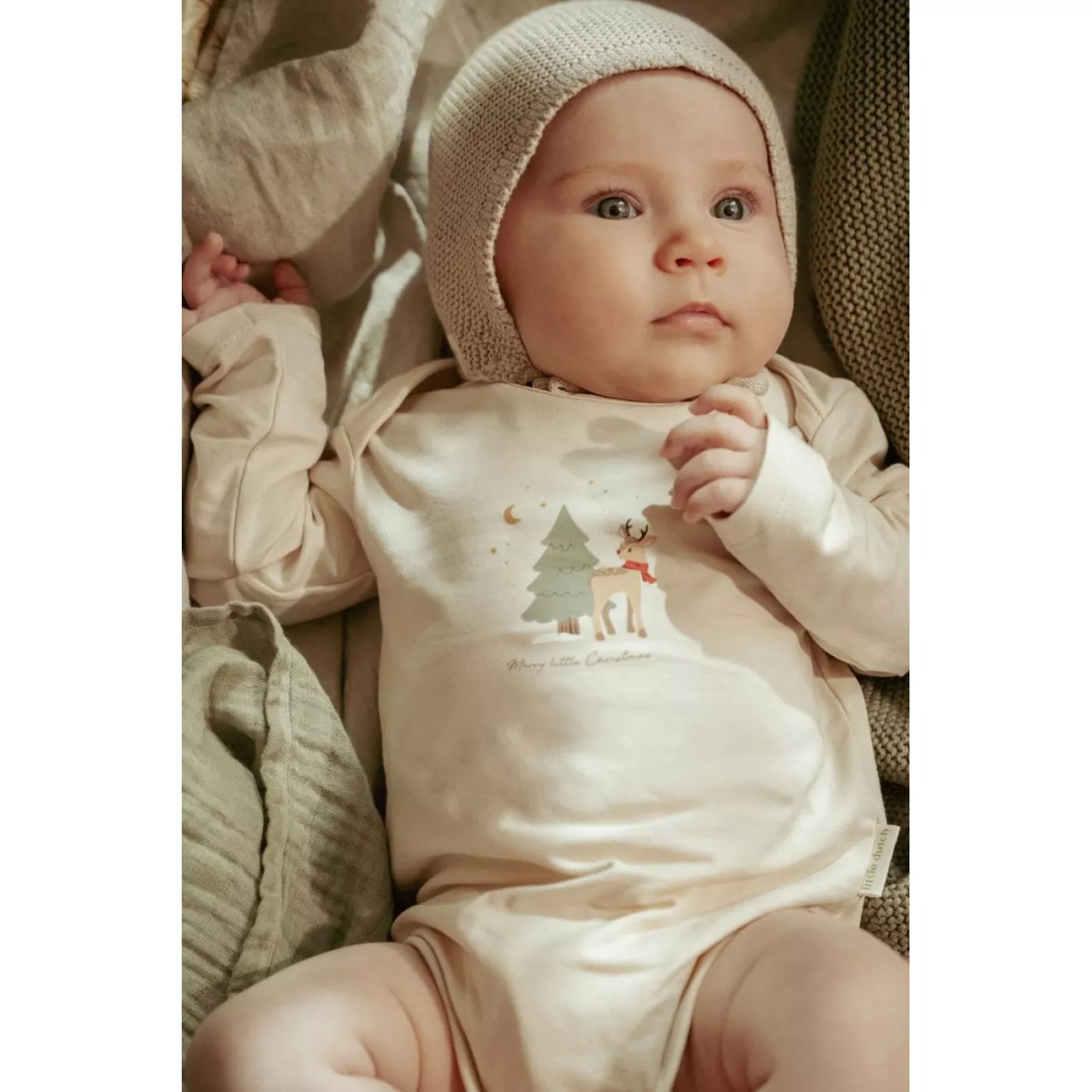 Body cu maneca lunga din bumbac organic - 2 bucati - Little Christmas - Little Dutch- 74/80