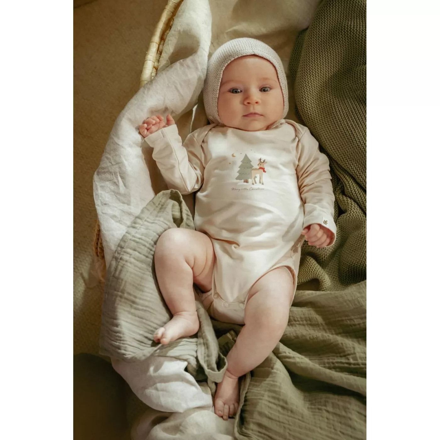 Body cu maneca lunga din bumbac organic - 2 bucati - Little Christmas - Little Dutch- 74/80