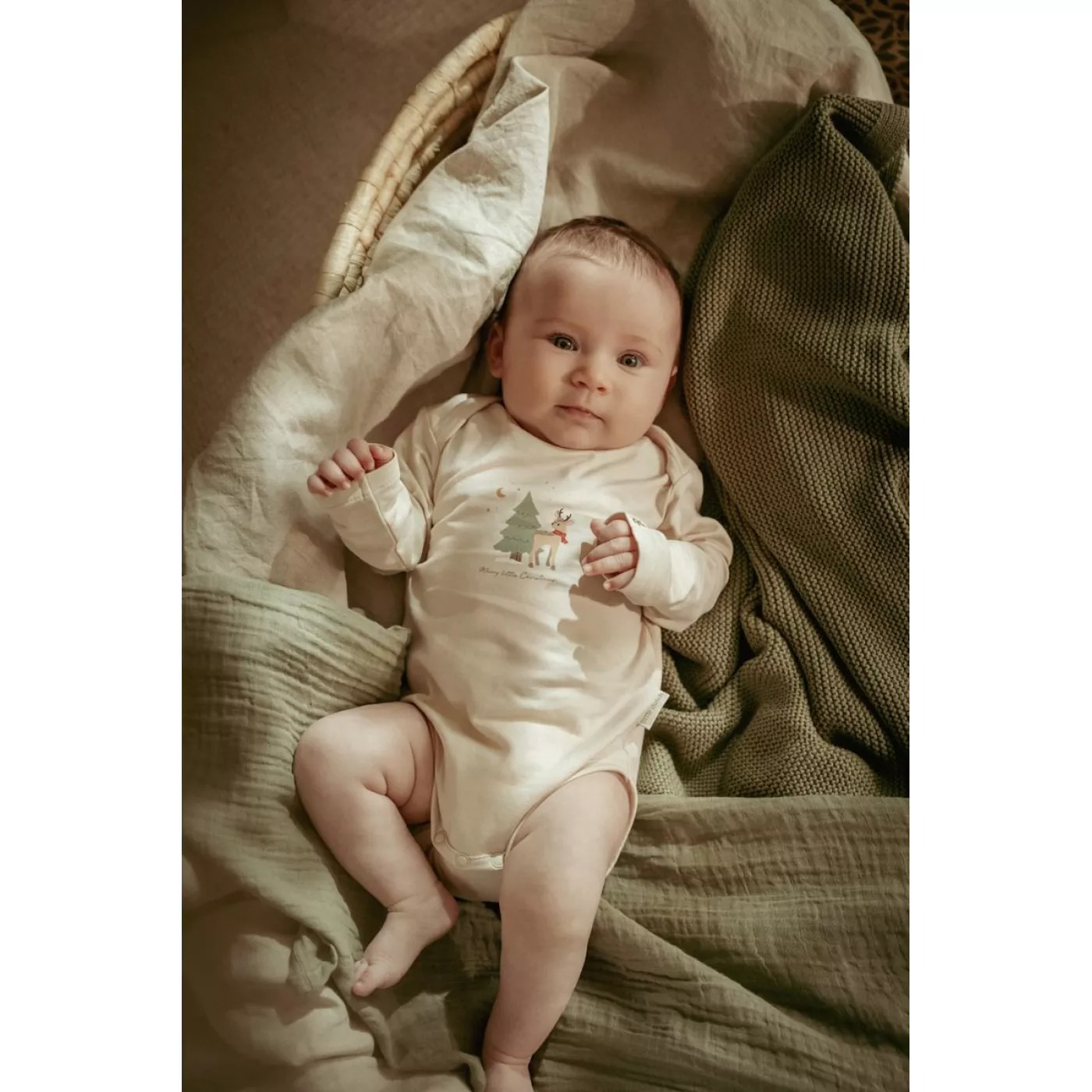 Body cu maneca lunga din bumbac organic - 2 bucati - Little Christmas - Little Dutch 62/68