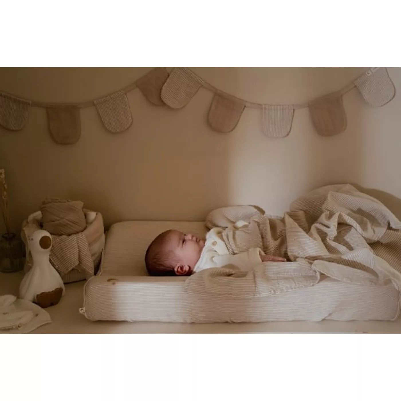 Muselina din bumbac organic - 120x120 cm - Pure Soft Beige - Little Dutch