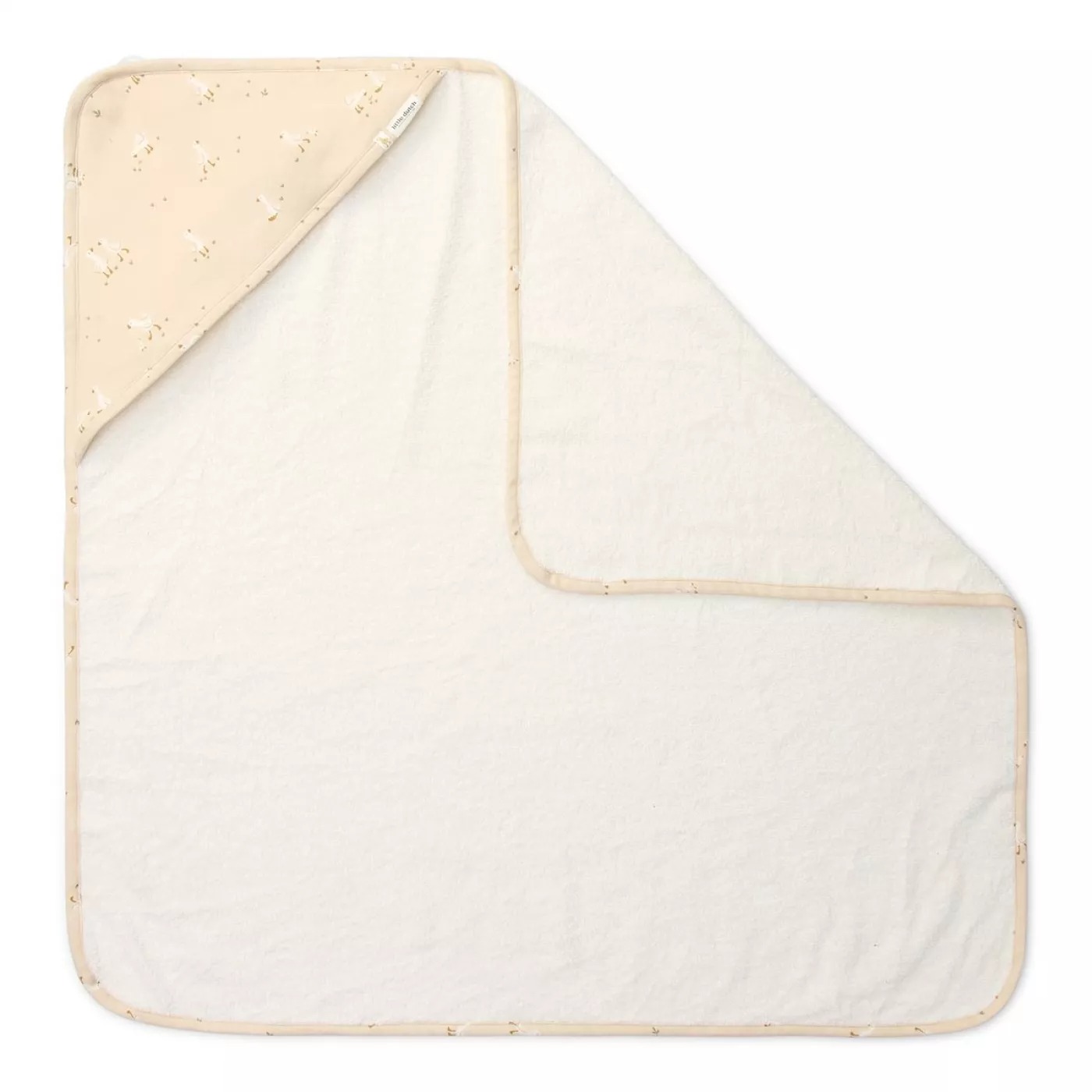 Prosop cu gluga din bumbac organic pentru bebelusi - 75x75 cm - Little Goose - Little Dutch