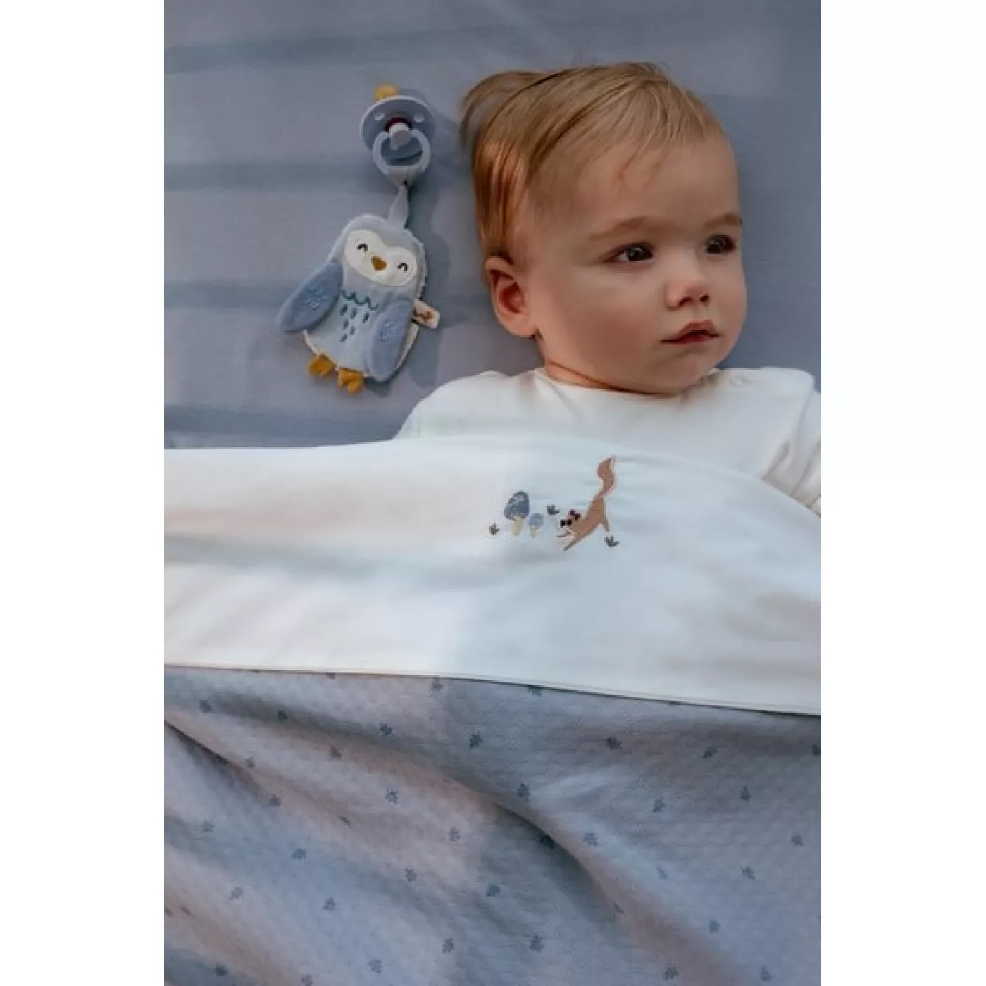 Двустороннее одеяло из органического хлопка – 70 × 100 см – Pure Denim Blue – Little Dutch