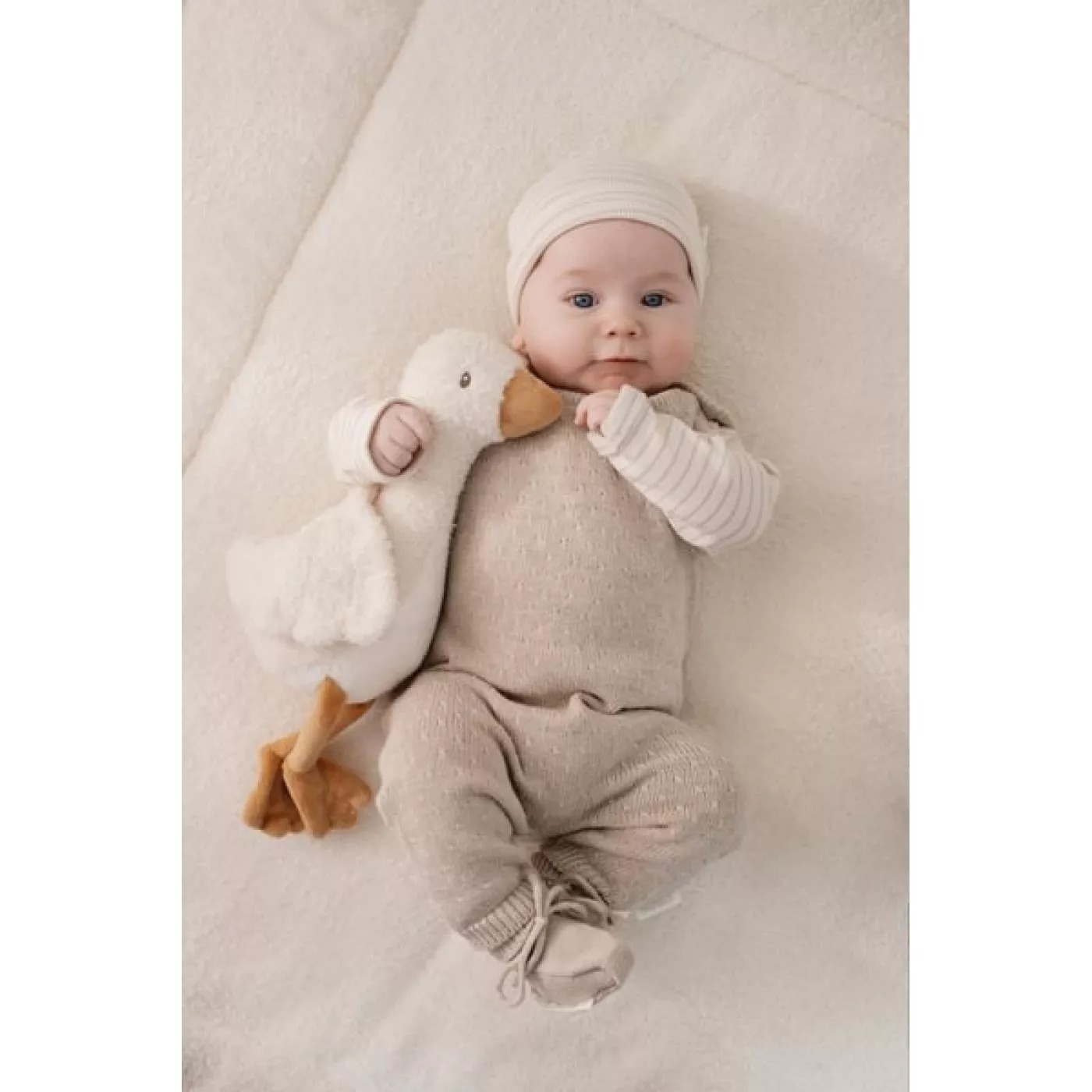 Salopeta din bumbac organic pentru bebelusi - Soft Beige Melee - Newborn Naturals - Little Dutch - 62