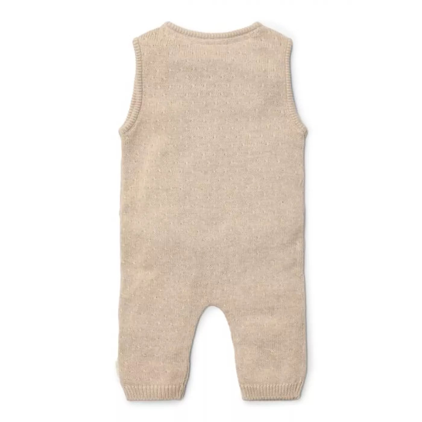 Salopeta din bumbac organic pentru bebelusi - Soft Beige Melee - Newborn Naturals - Little Dutch - 56