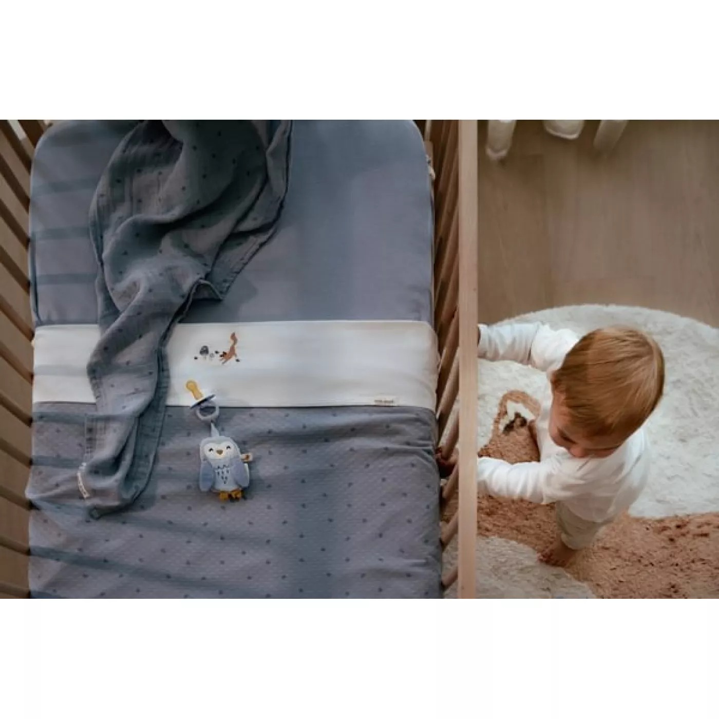 Muselina din bumbac organic - 120x120 cm - Pure Denim Blue - Little Dutch