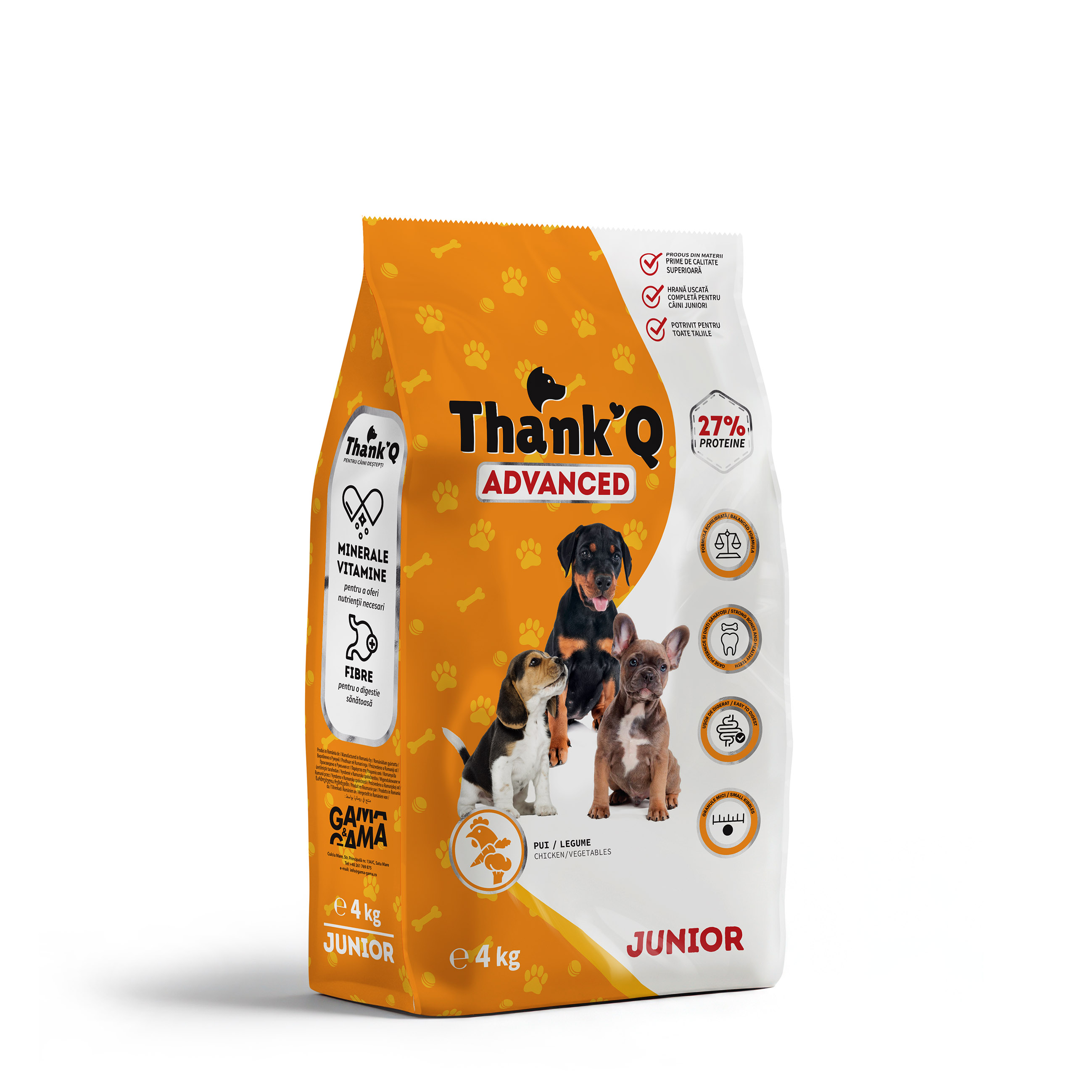 Hrană uscată pentru câini Thank’Q Advanced Junior Pui, 4kg