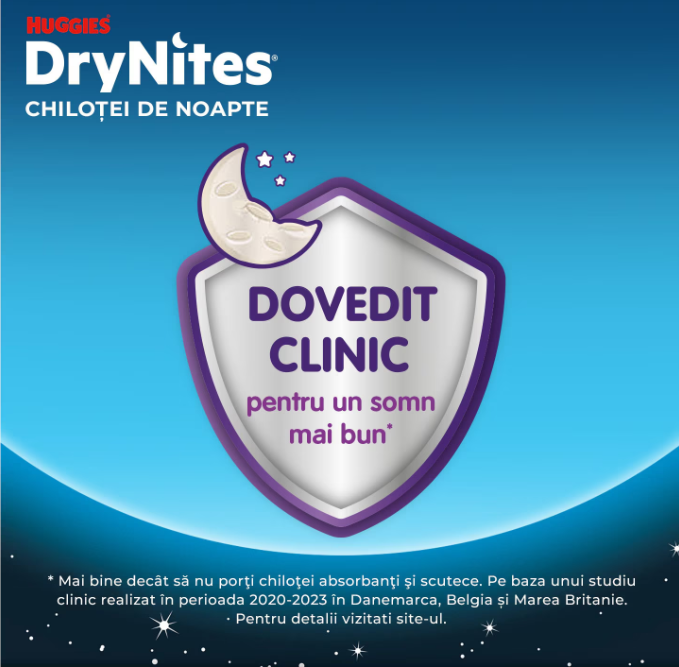 Scutece-chiloţel Huggies DryNites 13+ ani, băieţel, 49-60 kg, 9 buc.