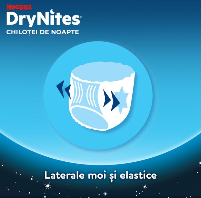 Scutece-chiloţel Huggies DryNites 13+ ani, băieţel, 49-60 kg, 9 buc.