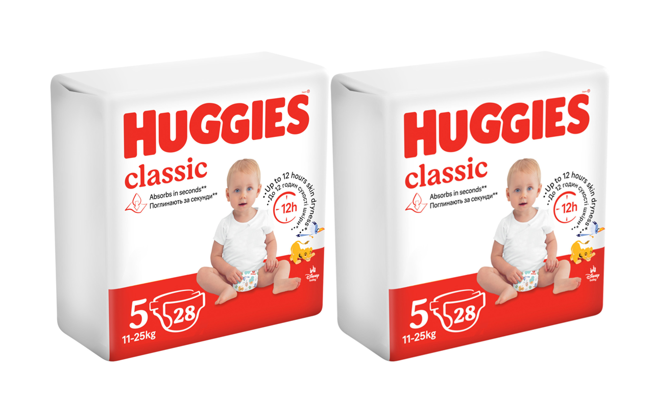Набор Подгузники Huggies Classic Jumbo 5 (11-25 кг), 56шт  (2x28шт)