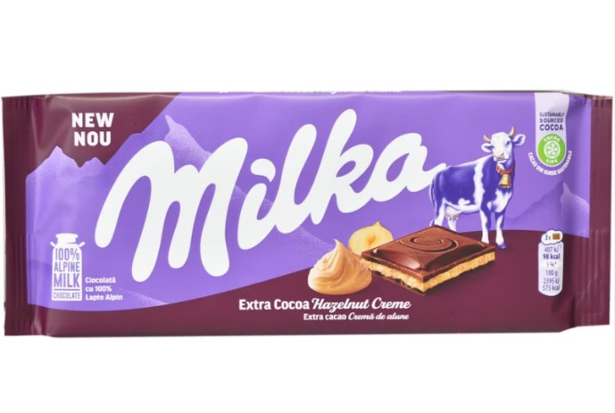 Ciocolată cu lapte alpin Milka Extra Cacao Cremă de alune  85g