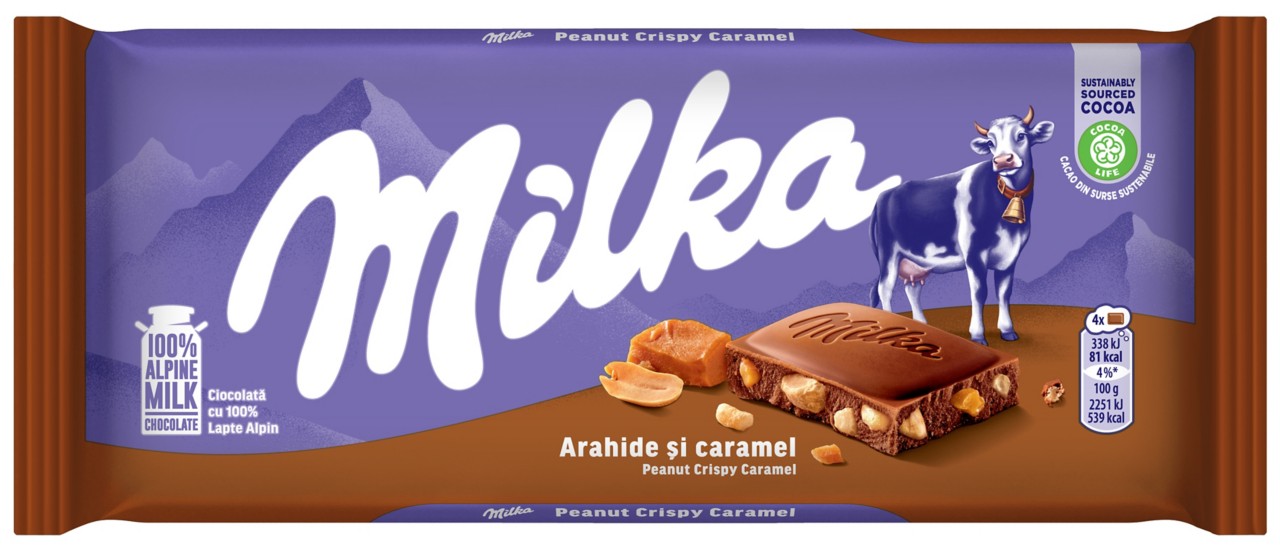 Ciocolată cu lapte alpin Milka Arahide și caramel  90g