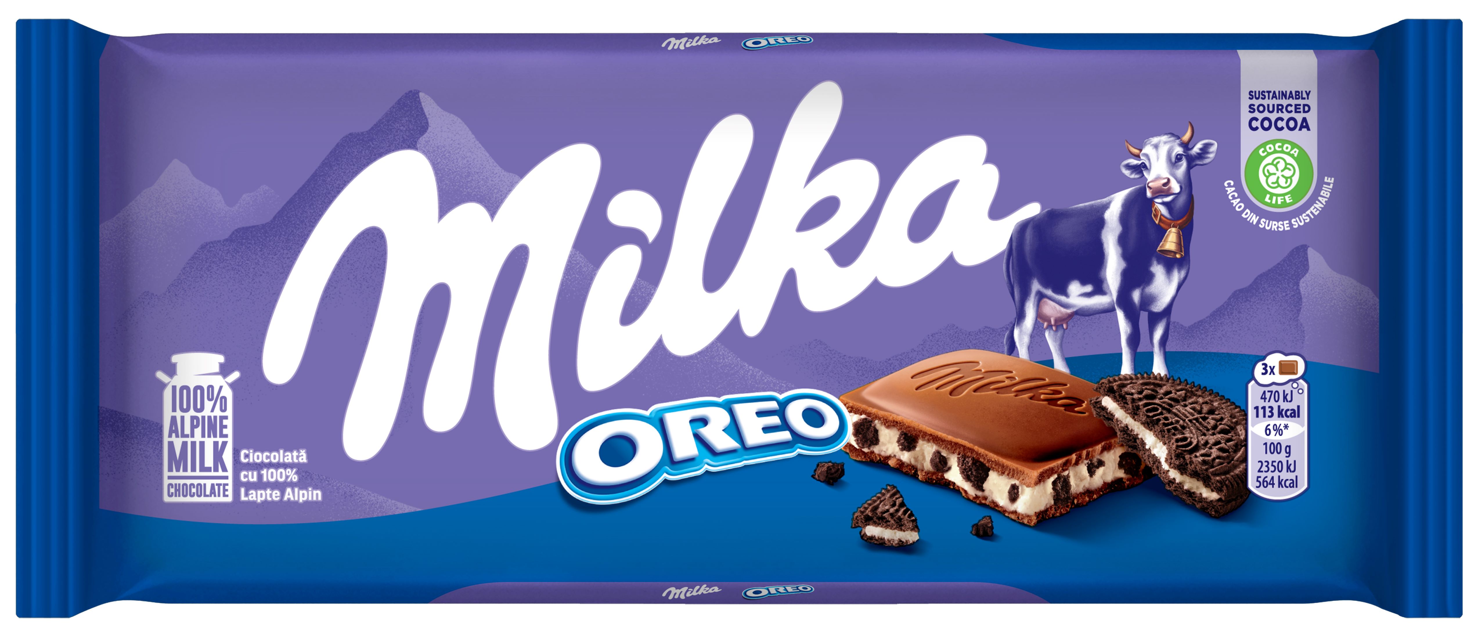 Ciocolată cu lapte alpin cu biscuiți Milka Oreo  100g