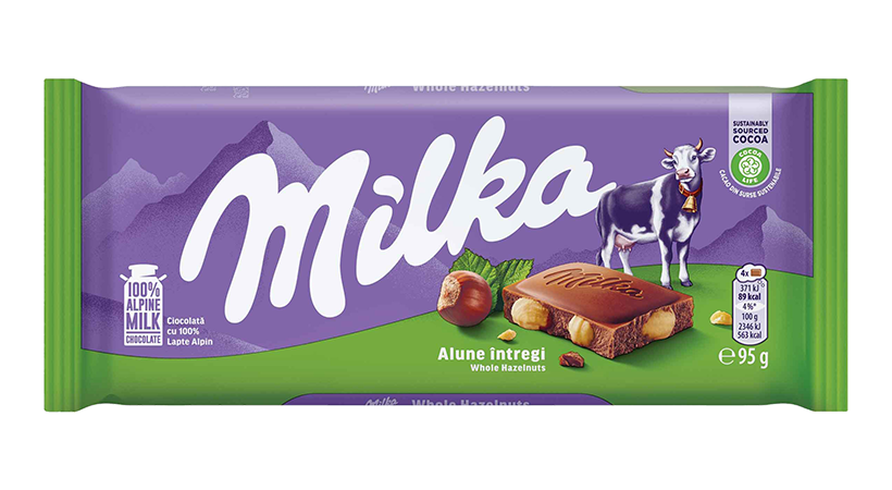 Ciocolată cu lapte alpin Milka Alune întregi  95g