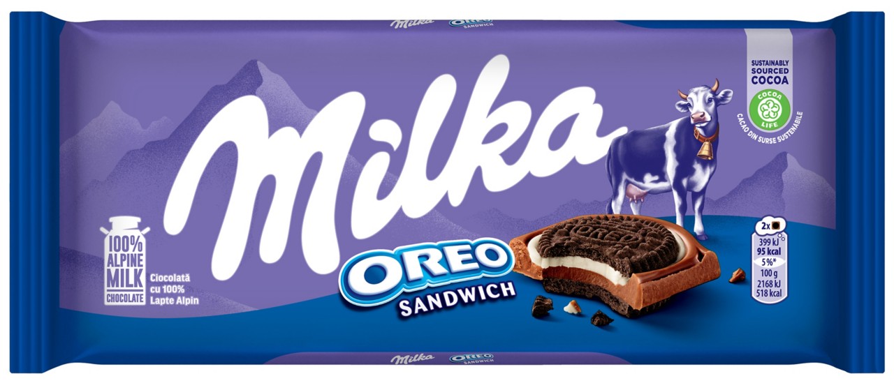 Молочный шоколад Milka Oreo Sandwich, 92 г