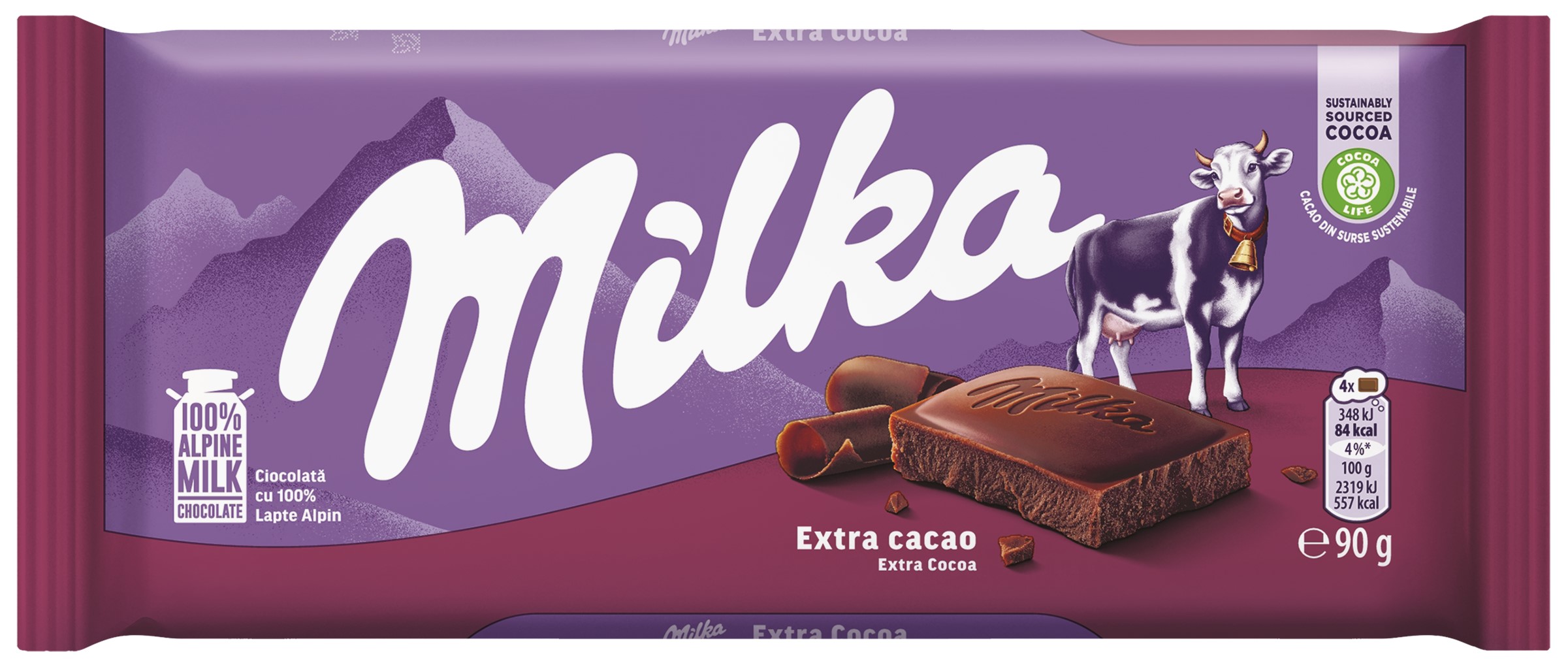 Молочный шоколад Milka Extra Cacao, 90 г
