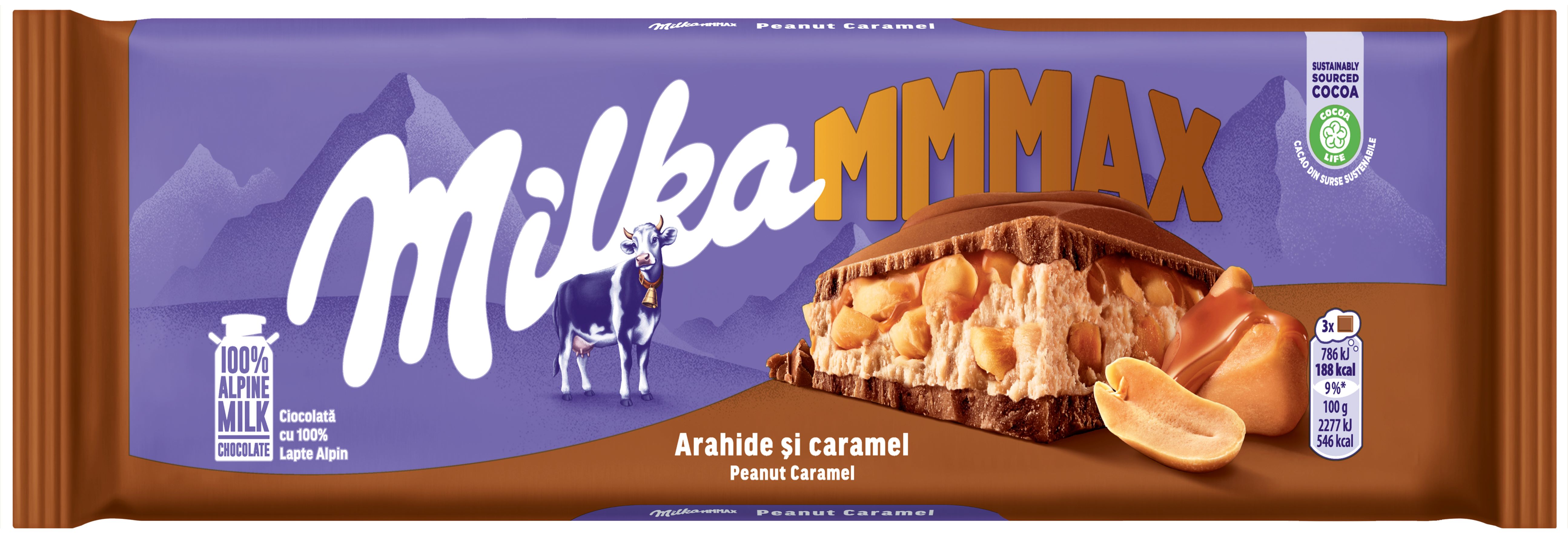 Молочный шоколад Milka с арахисом и карамелью, 276 г