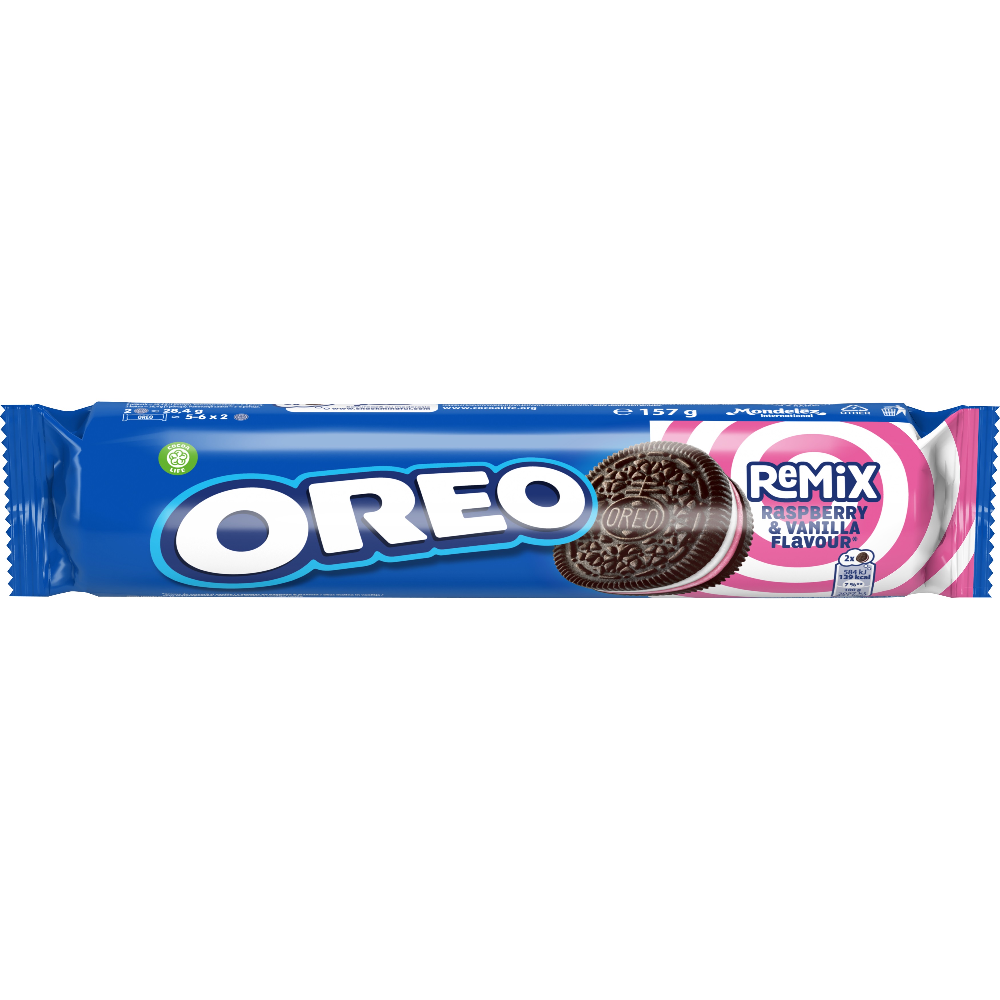 Biscuiți Oreo Remix Raspberry & Vanilla  157g
