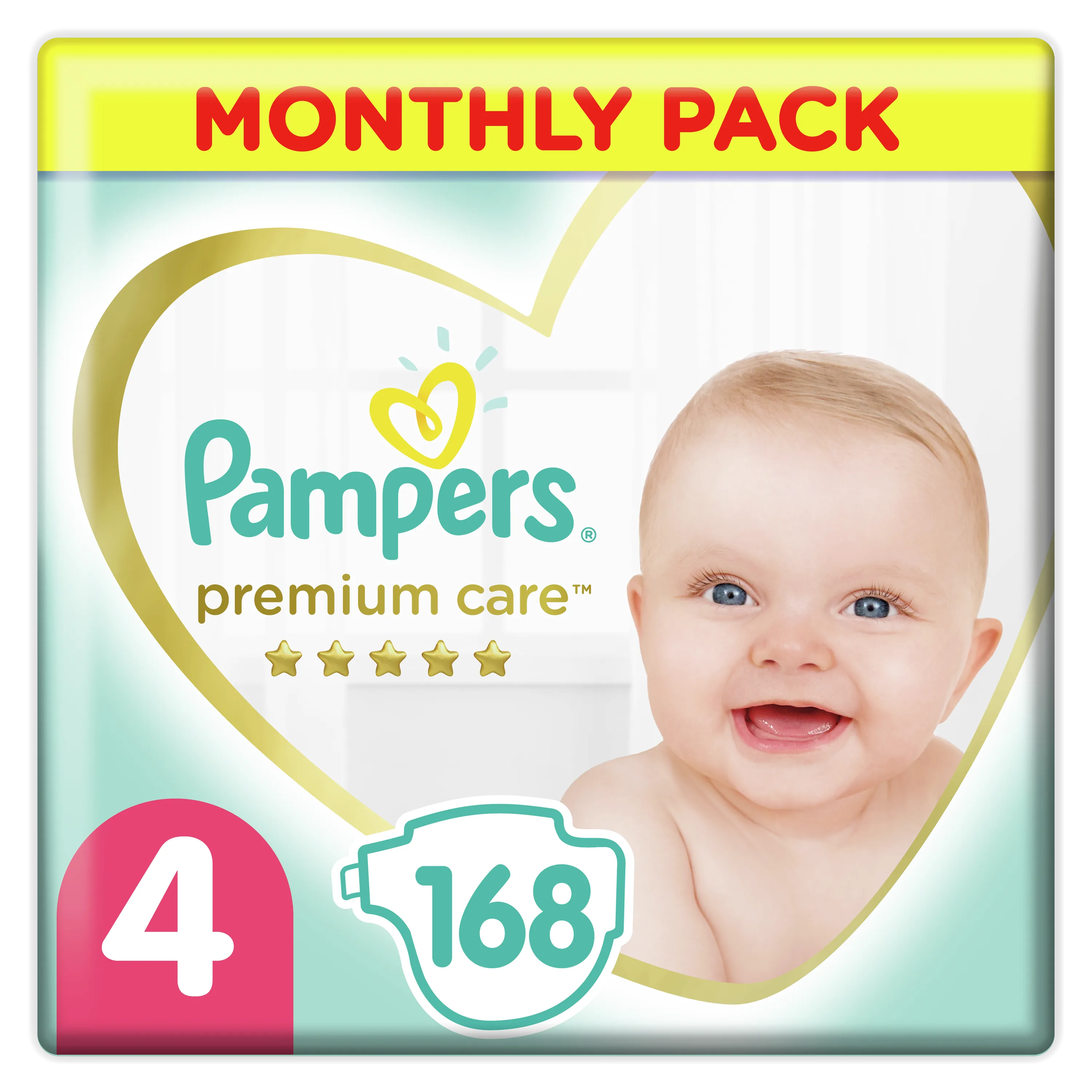 Scutece Pampers Premium Care Box 4 (9-14 kg), 168 buc.