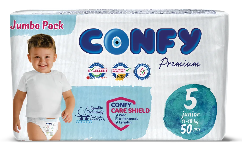 Подгузники детские Confy Premium Jumbo №5 BABY JUNIOR (11-18 кг), 50 шт.