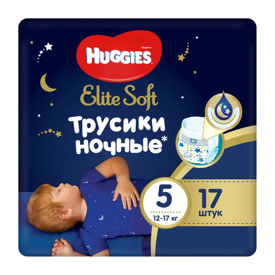 Scutece-chiloţel Huggies Elite Soft Overnight 5 (12-17 kg), 17 buc.  