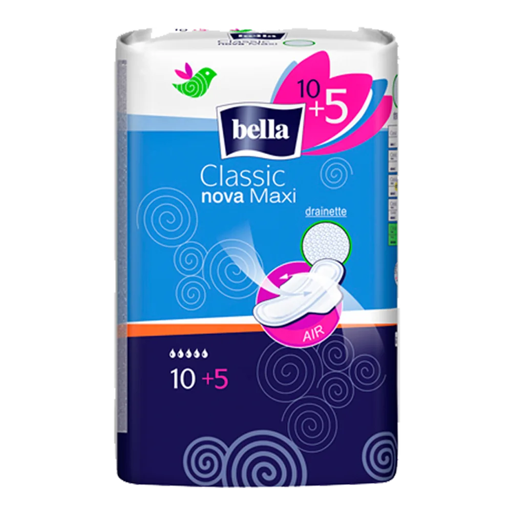 Прокладки Bella Classic Nova Drainette, 10+5 шт.