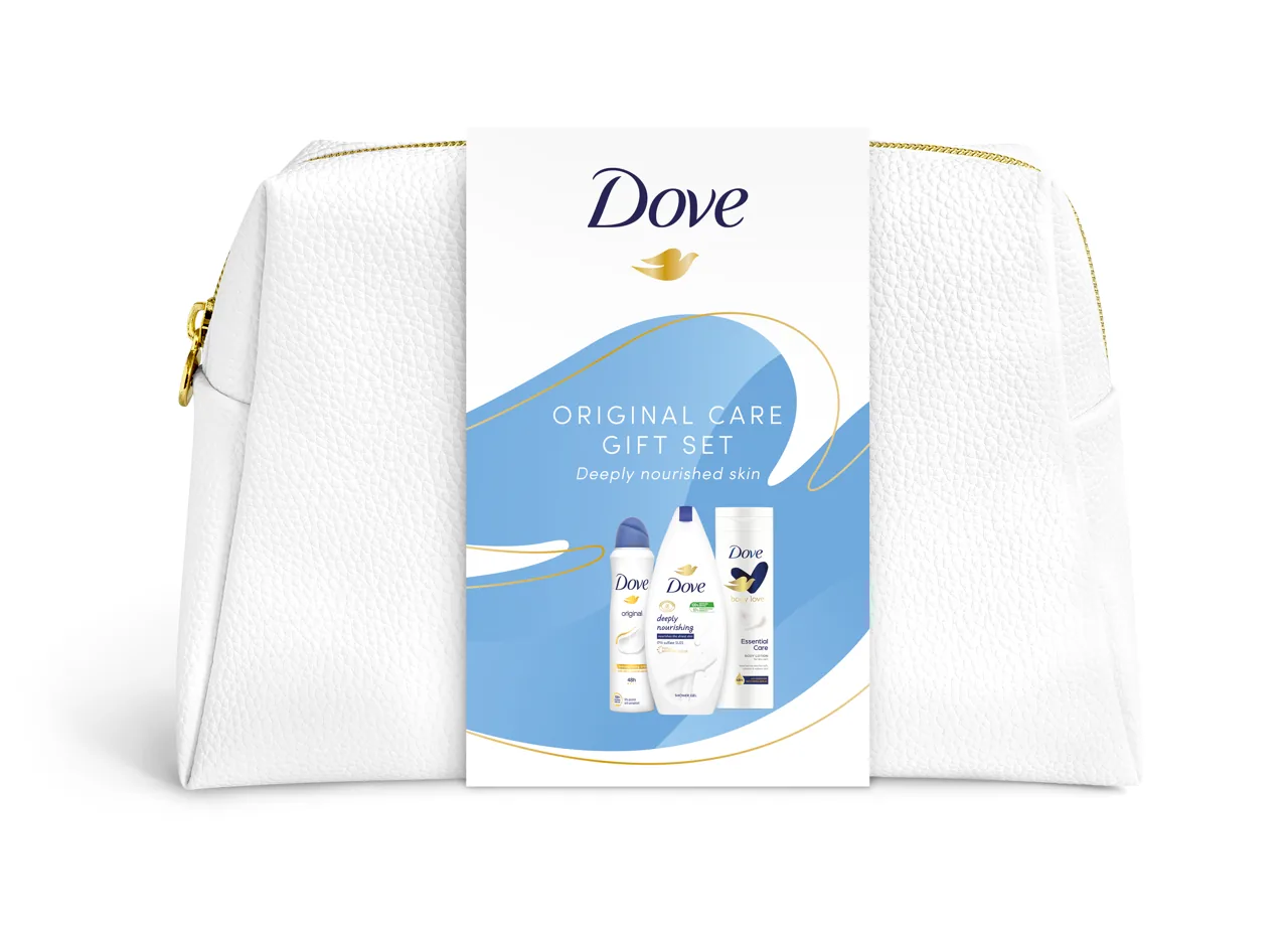 Cadou DOVE WOMEN ORIGINAL (Gel de Duș 250 ml + Loțiune 250 ml + Deo 150 ml) + Gentuță Gratis 2023